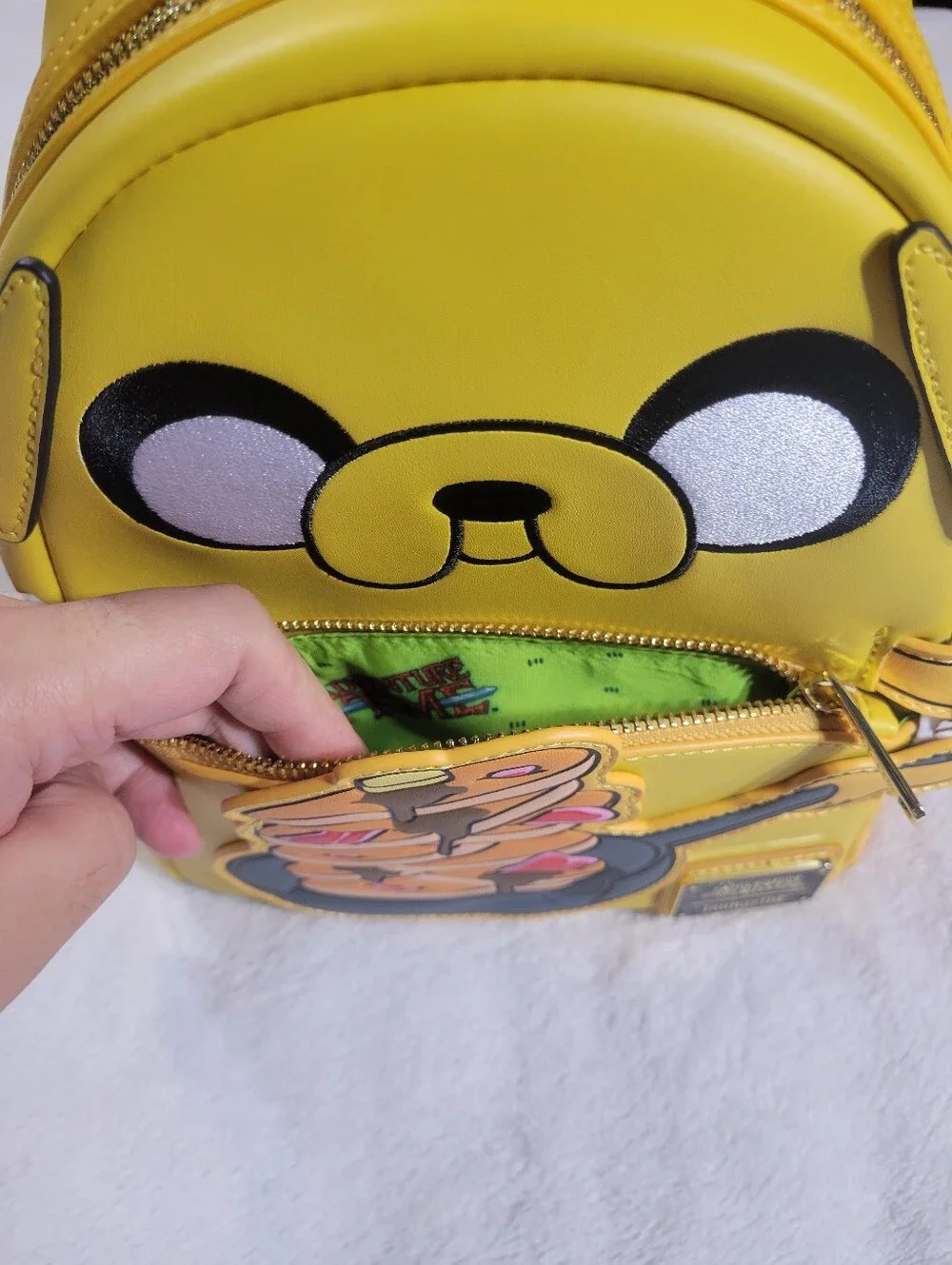 Adventure Time Jake Cosplay Loungefly Makin Bacon Pancakes Mini Backpack NWT